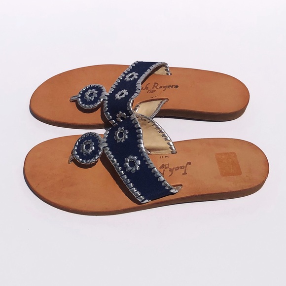 JACK ROGERS BOATING JACK SANDAL NAVY & SILVER  11 - Picture 3 of 10